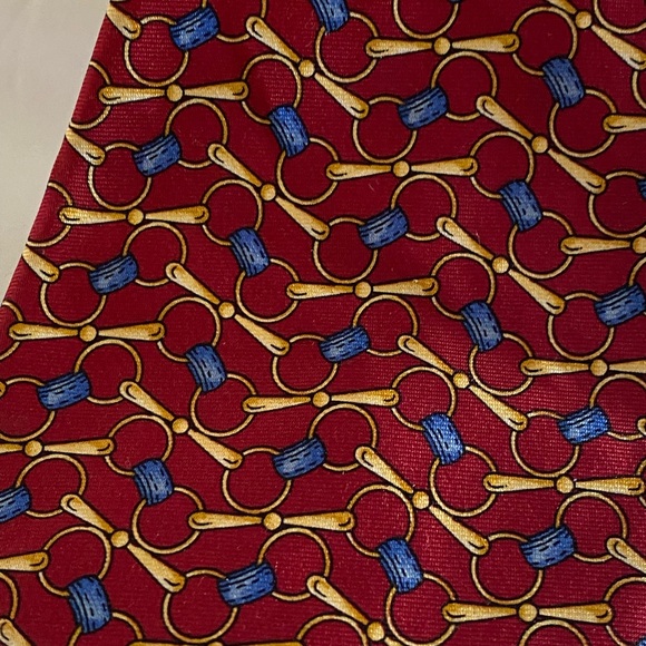 Brooks Brothers Makers Silk Tie Necktie Equestrian Vintage Made USA Red Blue - Picture 2 of 3
